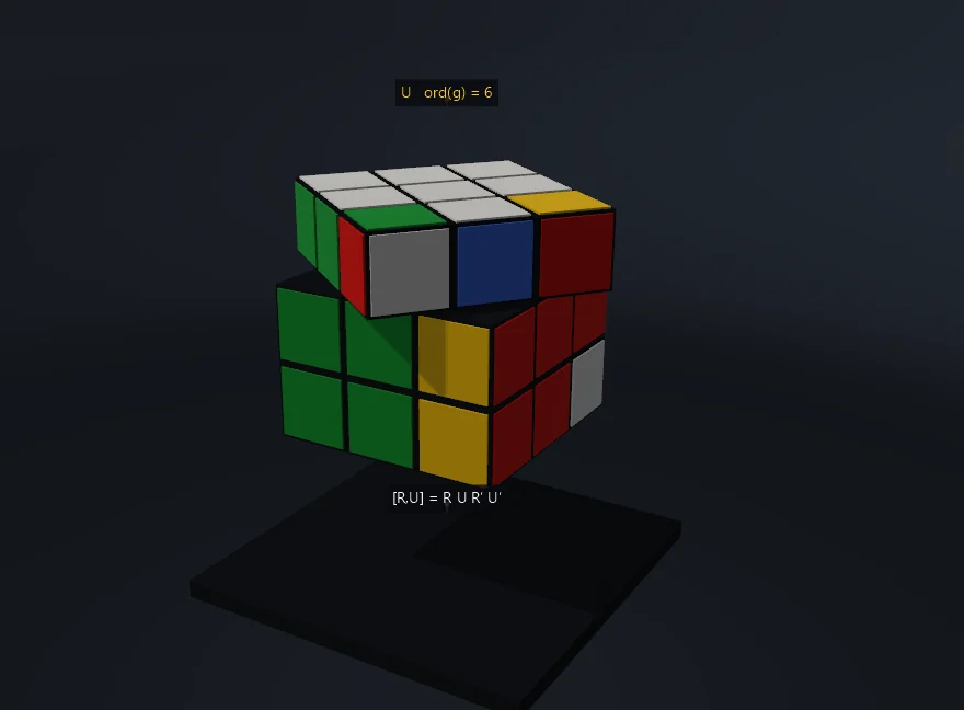 Un cubo di Rubik tridimensionale dai colori vivaci poggia su un piedistallo scuro, con lo strato superiore in rotazione